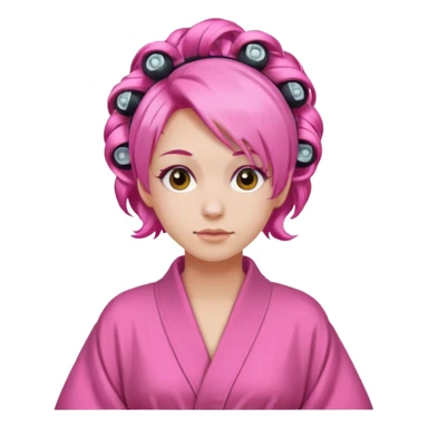 pink hair with rollers sticker
