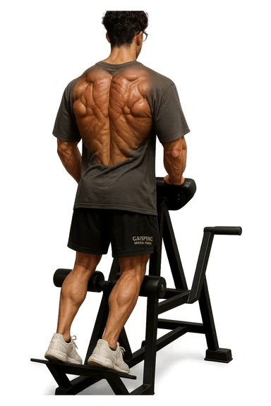 lascia questo ragazzo identico ma fallo in piedi di spalle con fasci muscolari della schiena contratti, iperealistico 4k sticker