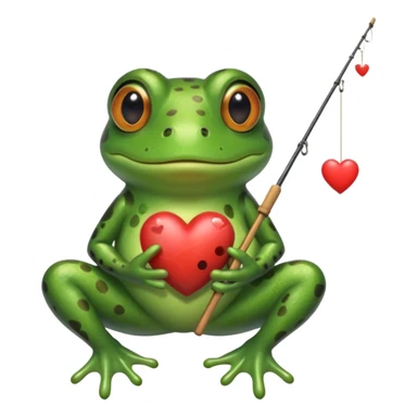 Frog fishing love sticker