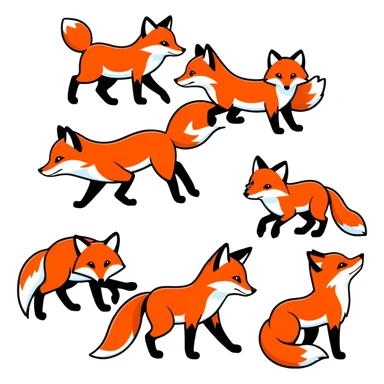 Group of Red fox sticker