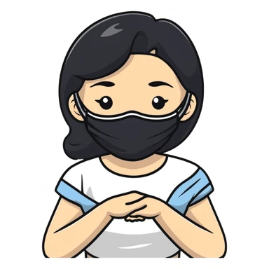 white girl with black hair doing self care, spa day, relaxing with face mask sticker