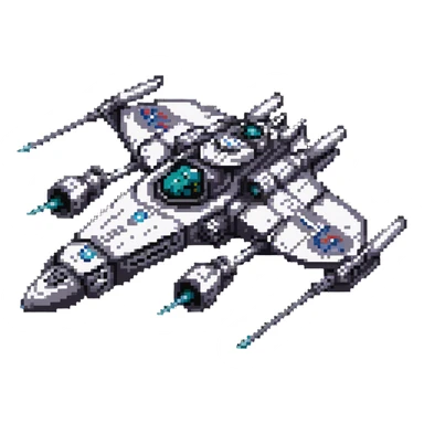 battle-worn space cruiser with weapon turrets sticker