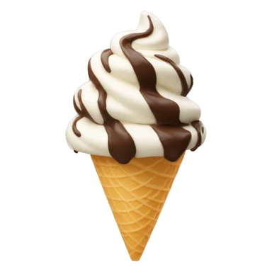 Chocolate and vanilla swirl soft serve on a cone sticker