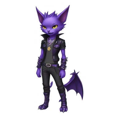 cool edgy black punk Purple nargacuga-bat-cat-animal hybrid Fakemon collar full body sticker
