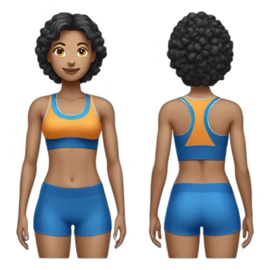 pretty woman doing sport using blue top sticker