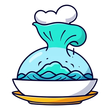 gourmet dish with steam and aroma waves sticker