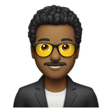 white entreprenuer with yellow tinted glasses and combed black hair  sticker