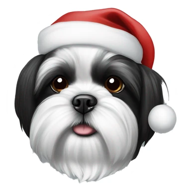 Black and white shih tzu with a Santa hat  sticker