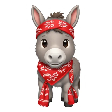 adorable donkey with a red bandana sticker