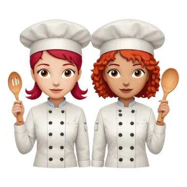 Dos chicas chef, una pelirroja de pelo lacio y otra de pelo negro con rulos sticker