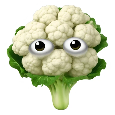 cauliflower looks into the mirror with big eyes sticker