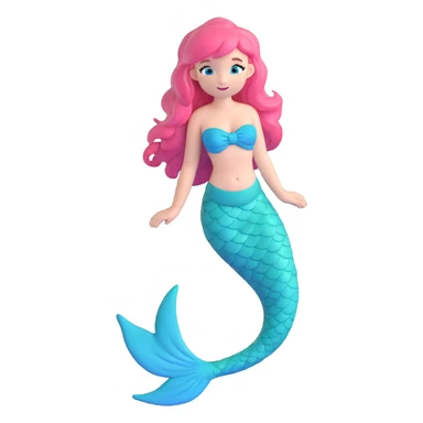 full length mermaid with pink hair, blue eyes, turquoise green tail sticker