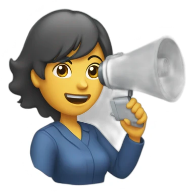 woman shouting into silver megaphone sticker