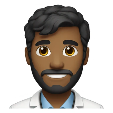 young lwwhite male doctor with full short beard, has black hair  sticker