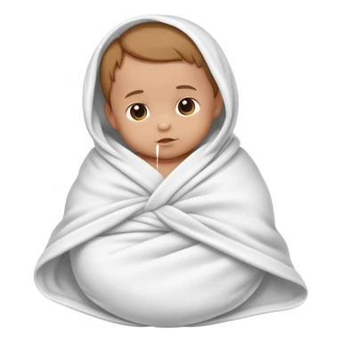 lightly tanned baby swaddled in a white blanket sticker