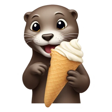 Otter eating ice cream sticker