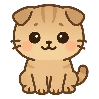 kawaii scottish fold kitten sitting, twitter style emoji sticker