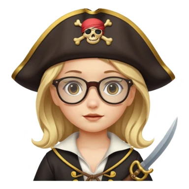 kid girl with pirate costume wearing glasses sticker