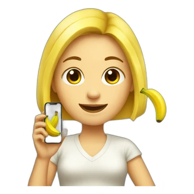girl using banana as a cell phone sticker