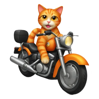 Orange cat on motorcycle  sticker