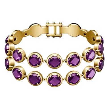 Van Cleef, sparkling dark plum color rhinestones,  14k gold bracelet, 3D rendering sticker