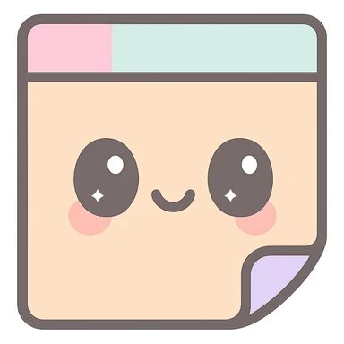 kawaii sticky note, cute face, pastel colors, simple design sticker