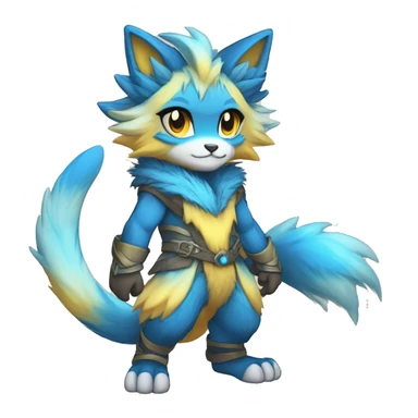 Anthro-Edgy-Cool-Blue-Yellow-Beige-Orange-Contrast-Colors-Fantasy-Fur-Sona-Chibi-Shiny-Fakémon-Hybrid full body sticker