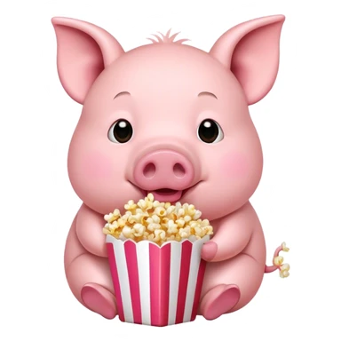 Pig eating popcorn  sticker