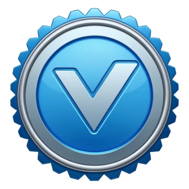 blue tick verification badge on a circular shape with zigzag edges sticker