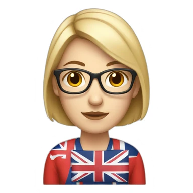 english teacher female with british flag sticker