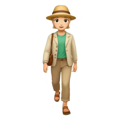 somone walking in a garden on a path with flower and trees around him sticker