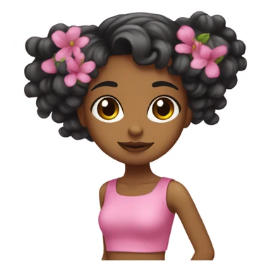 Chica de pelo negro peinandose con un peine rosa sticker
