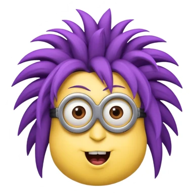 Purple Minion with crazy hair sticker