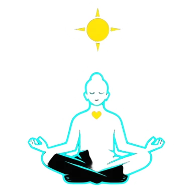 Person is meditating and his heart is glowing and shining sticker