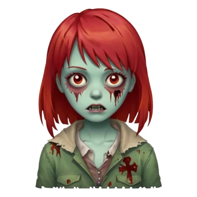 create a zombie girl with red hair and bangs sticker