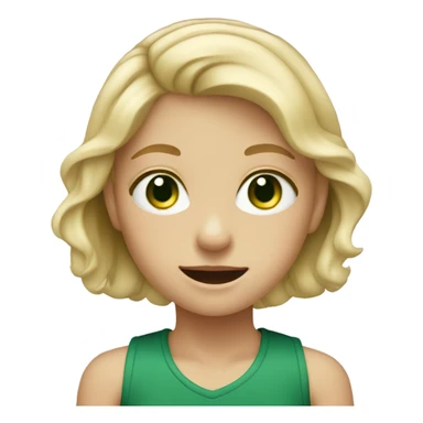 Blonde kid girl with dark green eyes and braces sticker