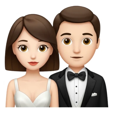 A woman in a white dress and a man in a tuxedo sticker
