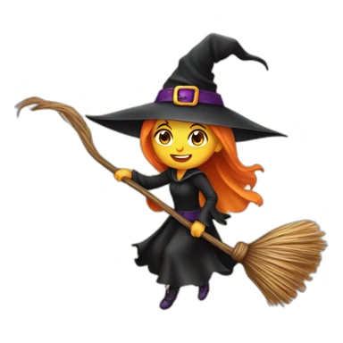 halloween young witch on a broom sticker