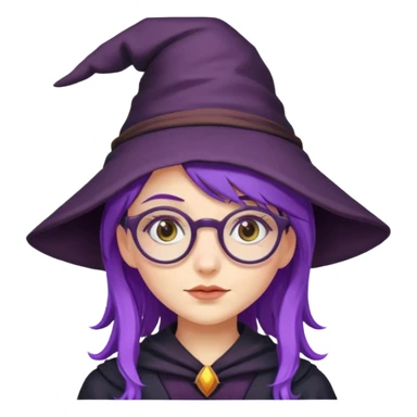 purple haired girl with glasses dressed as a witch sticker