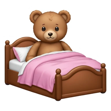 Teddy bear in pink bed sticker