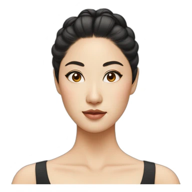 Asian woman with double bun and eye liner sticker