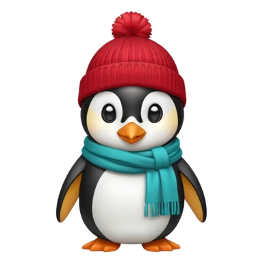 Penguin with a red beanie and a teal scarf sticker