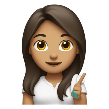 brunette holding up peace sign  sticker