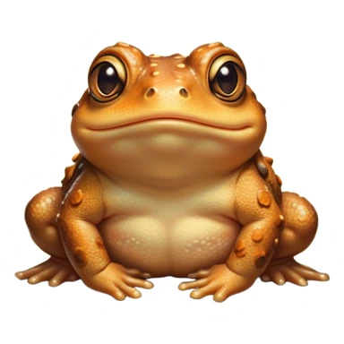 Cinematic Cute Toad Portrait Emoji, Head tilted playfully and inquisitively, featuring a charmingly plump form with bumpy, textured skin in rich earthy hues and round, sparkling eyes full of gentle mischief, Simplified yet irresistibly adorable features, highly detailed, glowing with a warm, friendly woodland glow, high shine, affectionate and lively, stylized with a touch of whimsical nature charm, soft glowing outline, capturing the essence of a mischievous yet loving toad that seems as if it could hop out of the screen into your arms! sticker