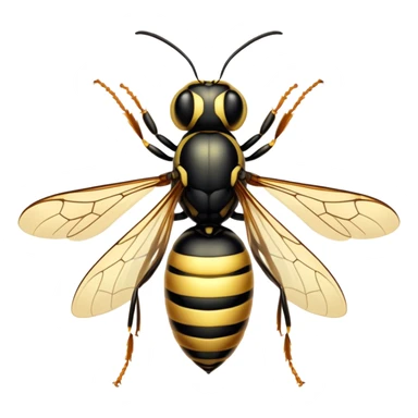 Beautiful and Majestic Wasp Portrait Emoji, Head and body rendered in serene repose with a gentle, confident smile, showcasing a refined, streamlined form with delicately patterned stripes and softly closed, focused eyes, Simplified yet exquisitely endearing features, highly detailed, glowing with a soft, drowsy radiance, high shine, relaxed and utterly noble, stylized with an air of regal insect elegance, soft glowing outline, capturing the essence of a beautiful and majestic wasp that embodies the refined power of nature! sticker