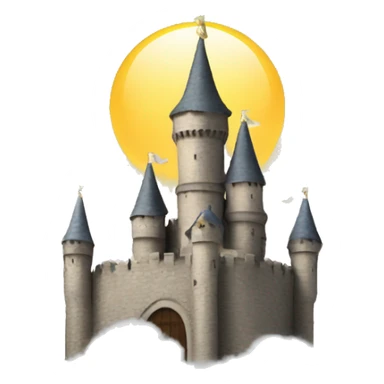 a castle sitting on clouds with halo on top sticker