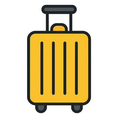 simple modern travel suitcase icon with neutral colors sticker