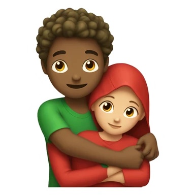 Green-dressed boy hugging red-dressed girl sticker