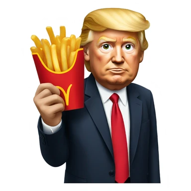 Trump holding McDonald’s French fries sticker