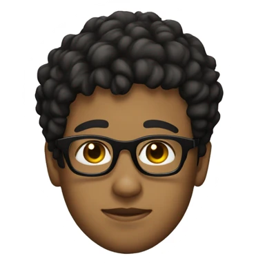 a boy with olive skin, black square glasses, with short curly hair sticker